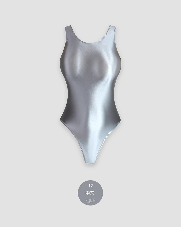 XClocKNYoung satin glossy swimsuit Satin Glossy Leotards One Piece swimsuit Sexy High-Cut Bikini Thong Bodysuit glossy swimsuit