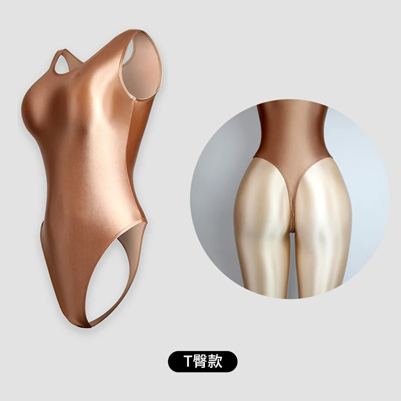 XClocKNYoung satin glossy swimsuit Satin Glossy Leotards One Piece swimsuit Sexy High-Cut Bikini Thong Bodysuit glossy swimsuit