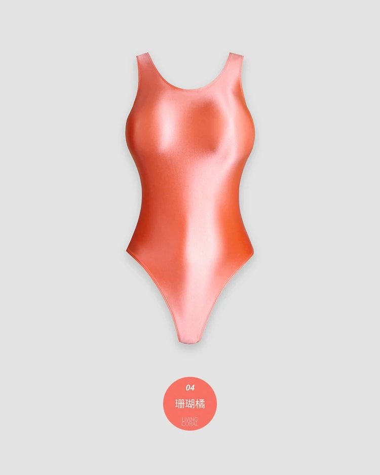 XClocKNYoung satin glossy swimsuit Satin Glossy Leotards One Piece swimsuit Sexy High-Cut Bikini Thong Bodysuit glossy swimsuit
