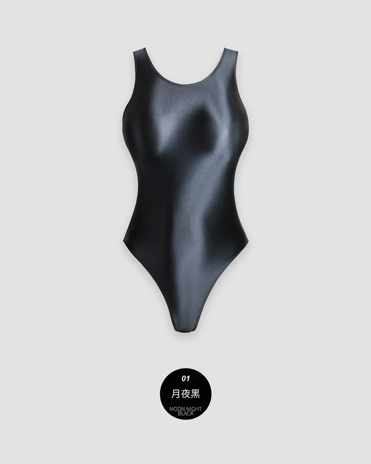 XClocKNYoung satin glossy swimsuit Satin Glossy Leotards One Piece swimsuit Sexy High-Cut Bikini Thong Bodysuit glossy swimsuit
