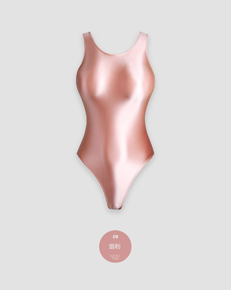 XClocKNYoung satin glossy swimsuit Satin Glossy Leotards One Piece swimsuit Sexy High-Cut Bikini Thong Bodysuit glossy swimsuit
