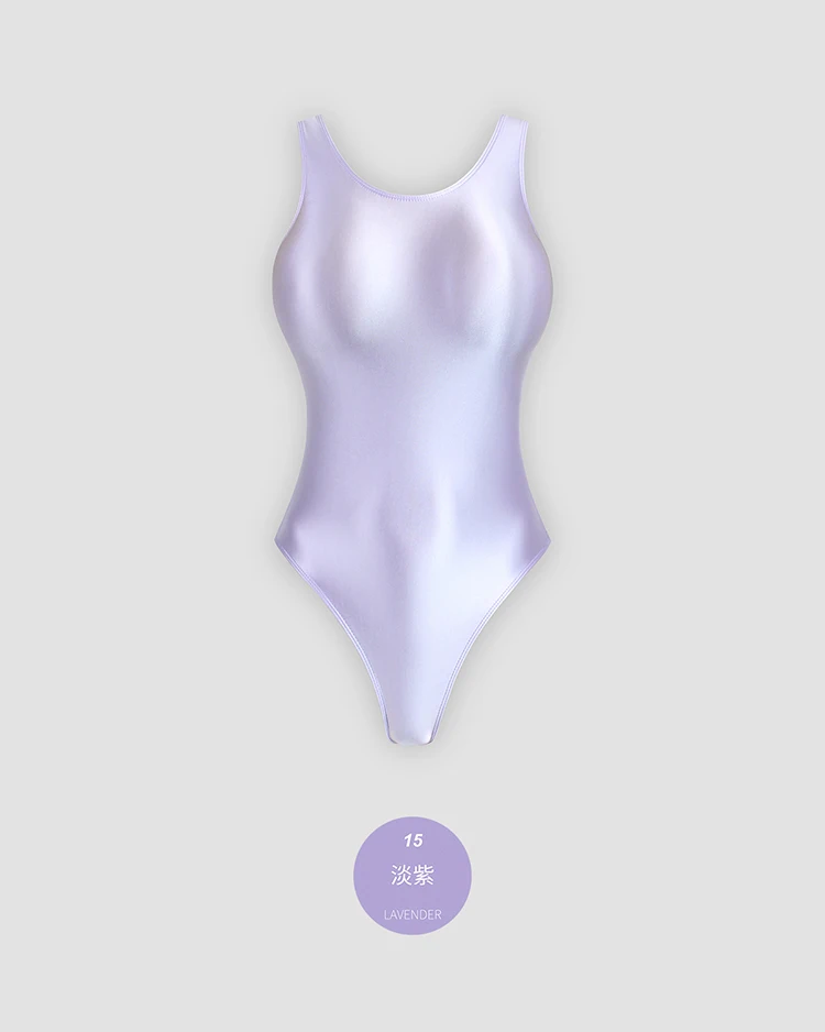 XClocKNYoung satin glossy swimsuit Satin Glossy Leotards One Piece swimsuit Sexy High-Cut Bikini Thong Bodysuit glossy swimsuit
