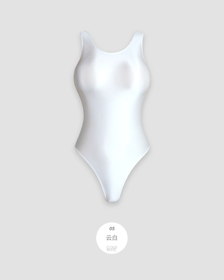 XClocKNYoung satin glossy swimsuit Satin Glossy Leotards One Piece swimsuit Sexy High-Cut Bikini Thong Bodysuit glossy swimsuit