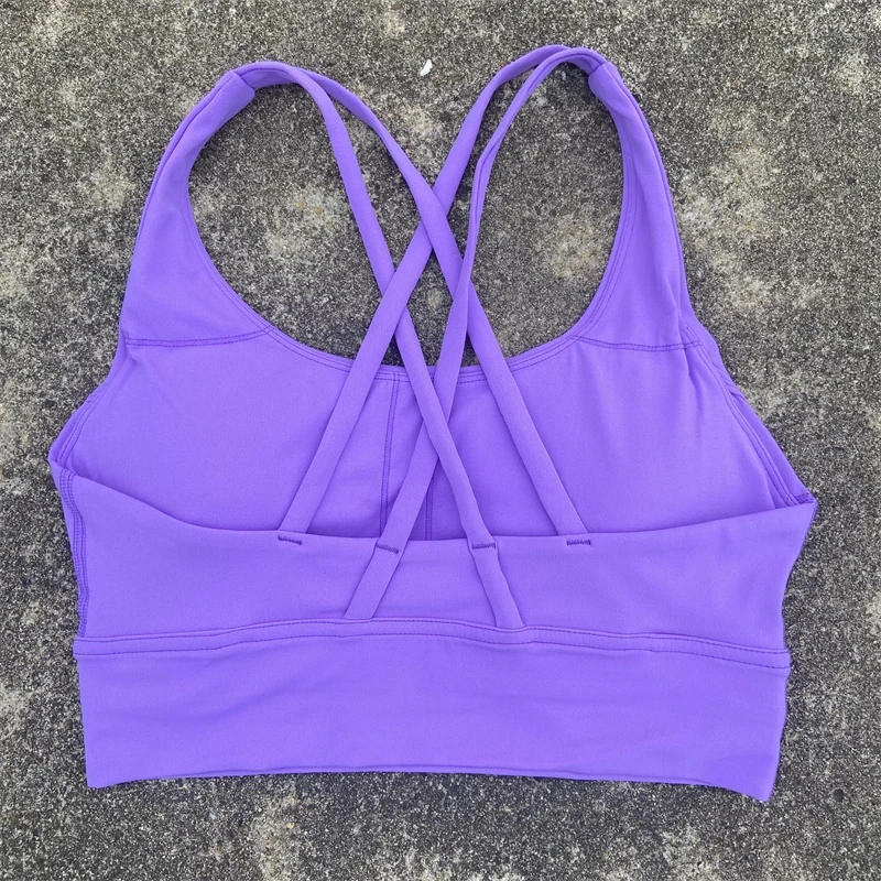 Solid Color Fitness Women Sport Bra Gym Yoga Bra Athletic Cross Tight Top Workout Underwear Chest Pad High Quality Shockproof