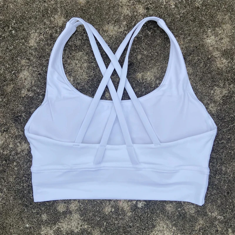 Solid Color Fitness Women Sport Bra Gym Yoga Bra Athletic Cross Tight Top Workout Underwear Chest Pad High Quality Shockproof