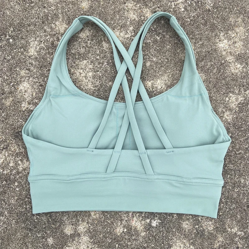 Solid Color Fitness Women Sport Bra Gym Yoga Bra Athletic Cross Tight Top Workout Underwear Chest Pad High Quality Shockproof