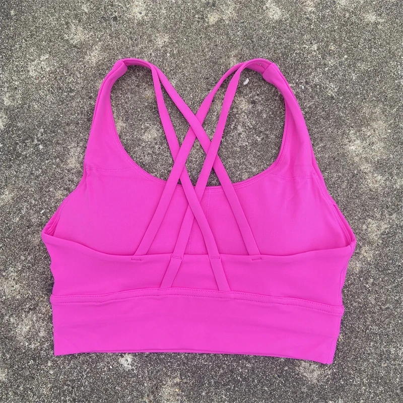 Solid Color Fitness Women Sport Bra Gym Yoga Bra Athletic Cross Tight Top Workout Underwear Chest Pad High Quality Shockproof