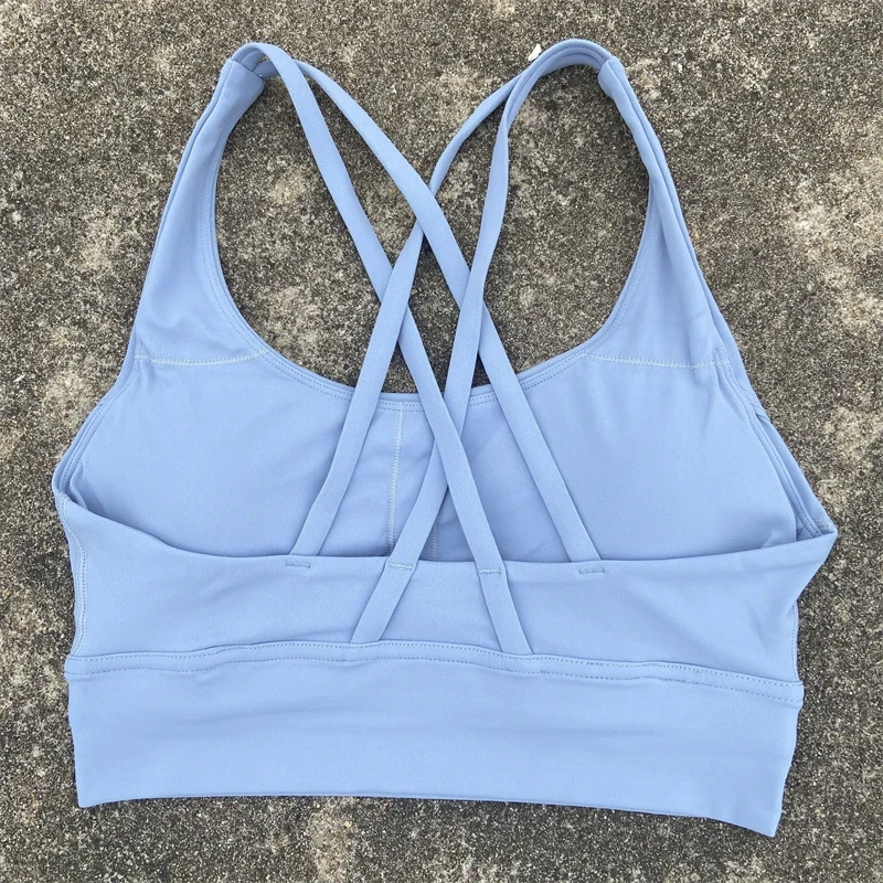 Solid Color Fitness Women Sport Bra Gym Yoga Bra Athletic Cross Tight Top Workout Underwear Chest Pad High Quality Shockproof