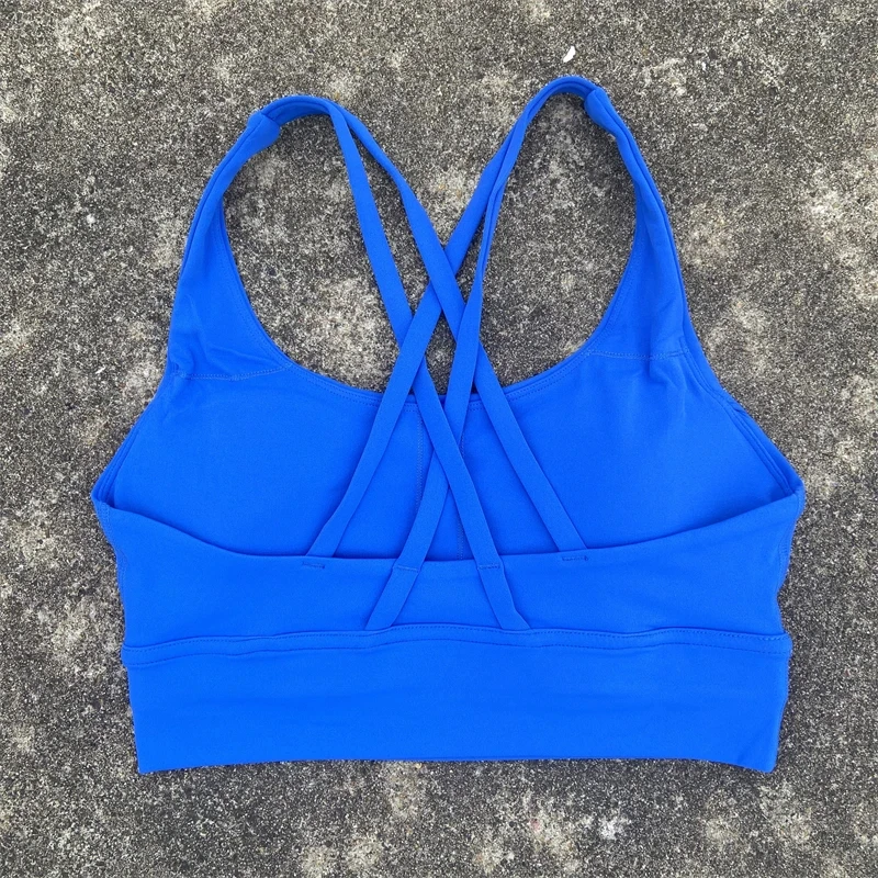 Solid Color Fitness Women Sport Bra Gym Yoga Bra Athletic Cross Tight Top Workout Underwear Chest Pad High Quality Shockproof
