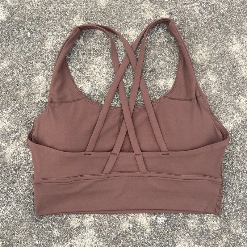 Solid Color Fitness Women Sport Bra Gym Yoga Bra Athletic Cross Tight Top Workout Underwear Chest Pad High Quality Shockproof