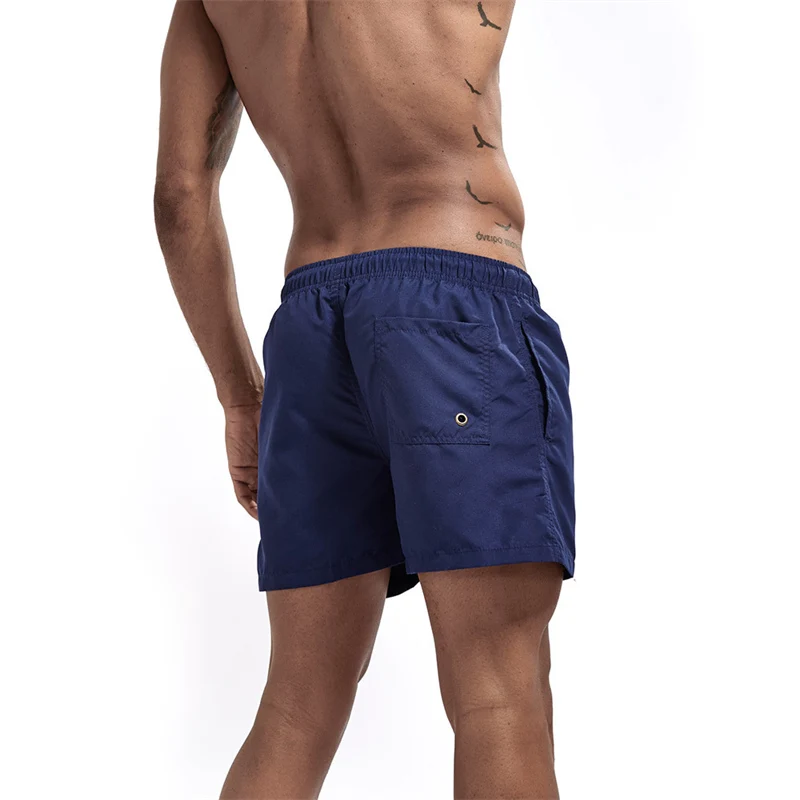 Mens Swim Trunks with Mesh Lining Side Pockets Solid Beach Shorts Quick Dry Lightweight Drawstring Board Shorts Summer Swimwear