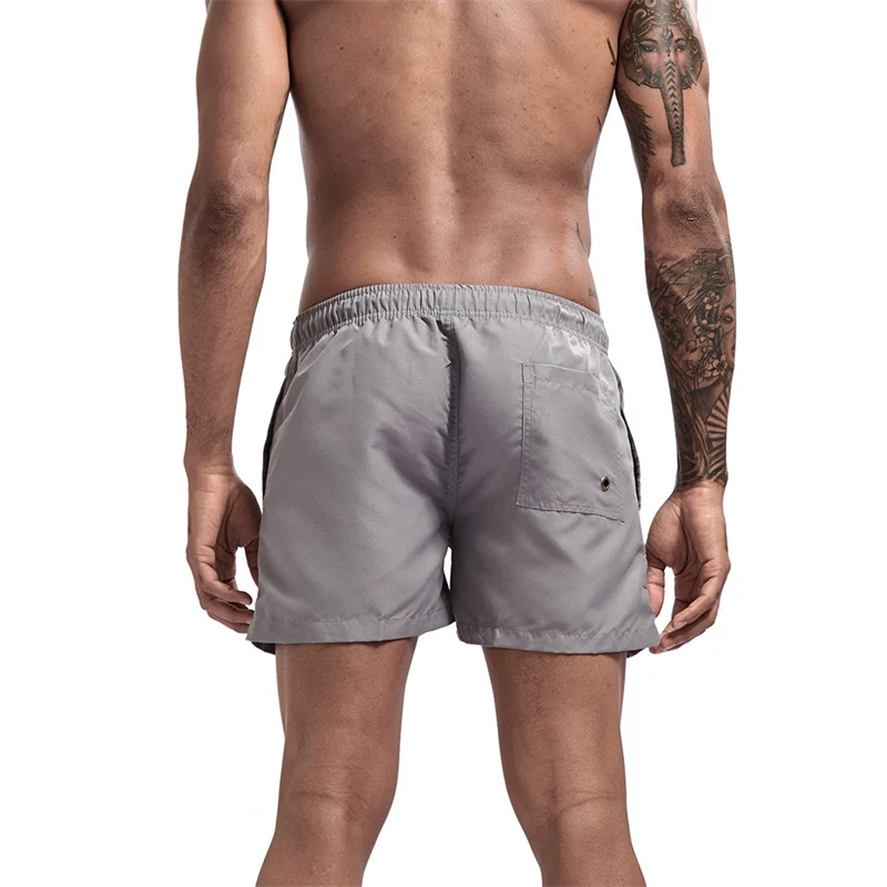 Mens Swim Trunks with Mesh Lining Side Pockets Solid Beach Shorts Quick Dry Lightweight Drawstring Board Shorts Summer Swimwear