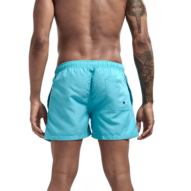 Mens Swim Trunks with Mesh Lining Side Pockets Solid Beach Shorts Quick Dry Lightweight Drawstring Board Shorts Summer Swimwear