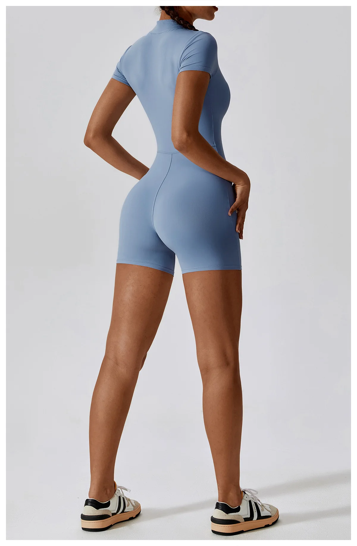 Summer Zipper Jumpsuits Short Sleeve Yoga Bodysuit Women's Yoga Set Gym Tracksuit Push-up Workout Clothes Dance Fitness Bodysuit