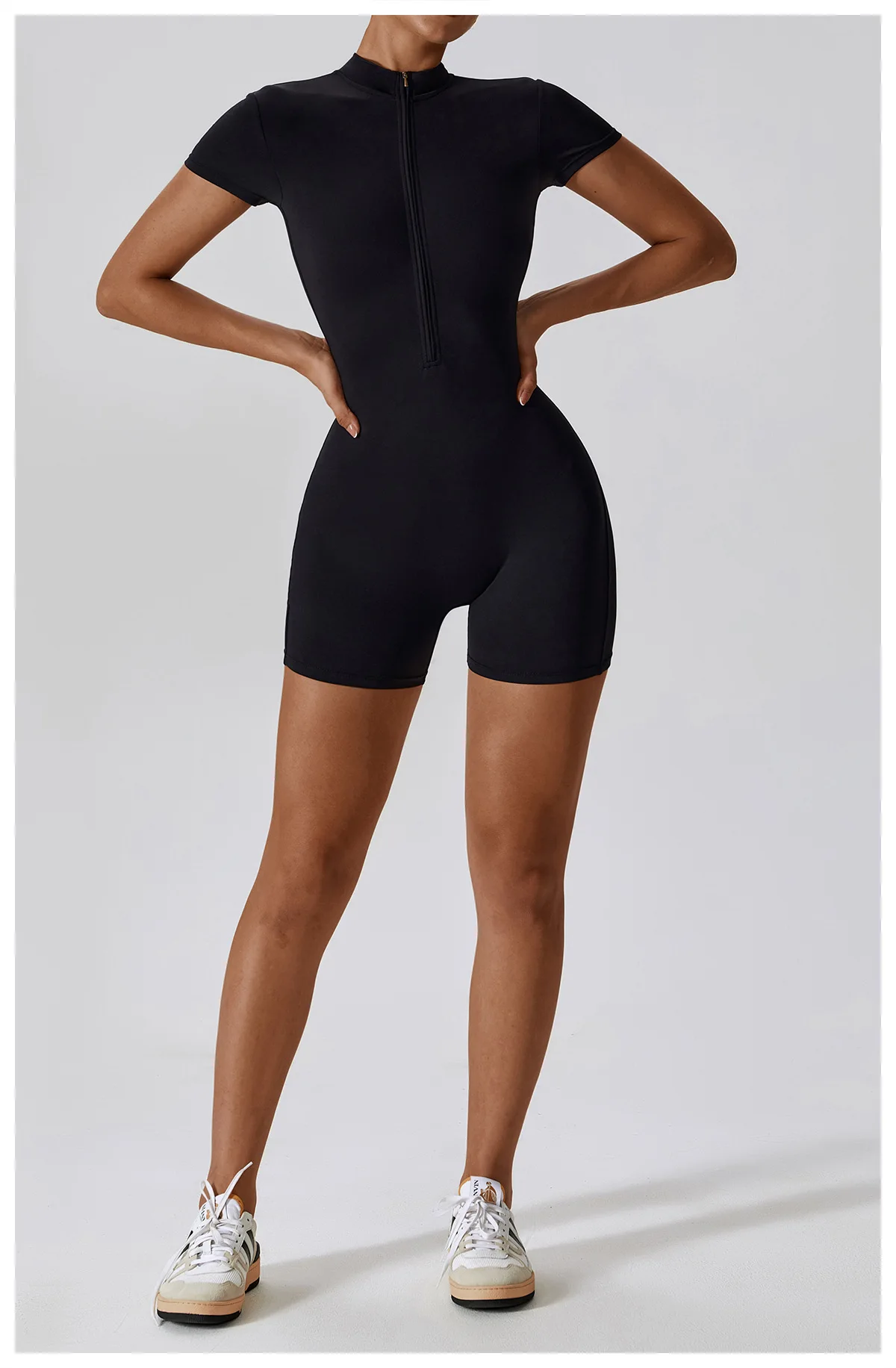 Summer Zipper Jumpsuits Short Sleeve Yoga Bodysuit Women's Yoga Set Gym Tracksuit Push-up Workout Clothes Dance Fitness Bodysuit
