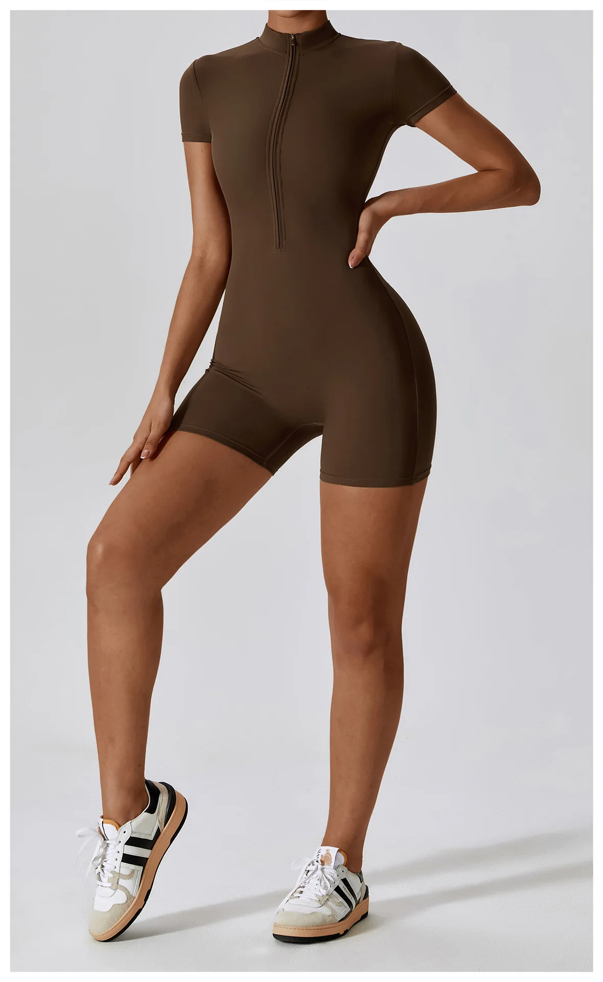 Summer Zipper Jumpsuits Short Sleeve Yoga Bodysuit Women's Yoga Set Gym Tracksuit Push-up Workout Clothes Dance Fitness Bodysuit
