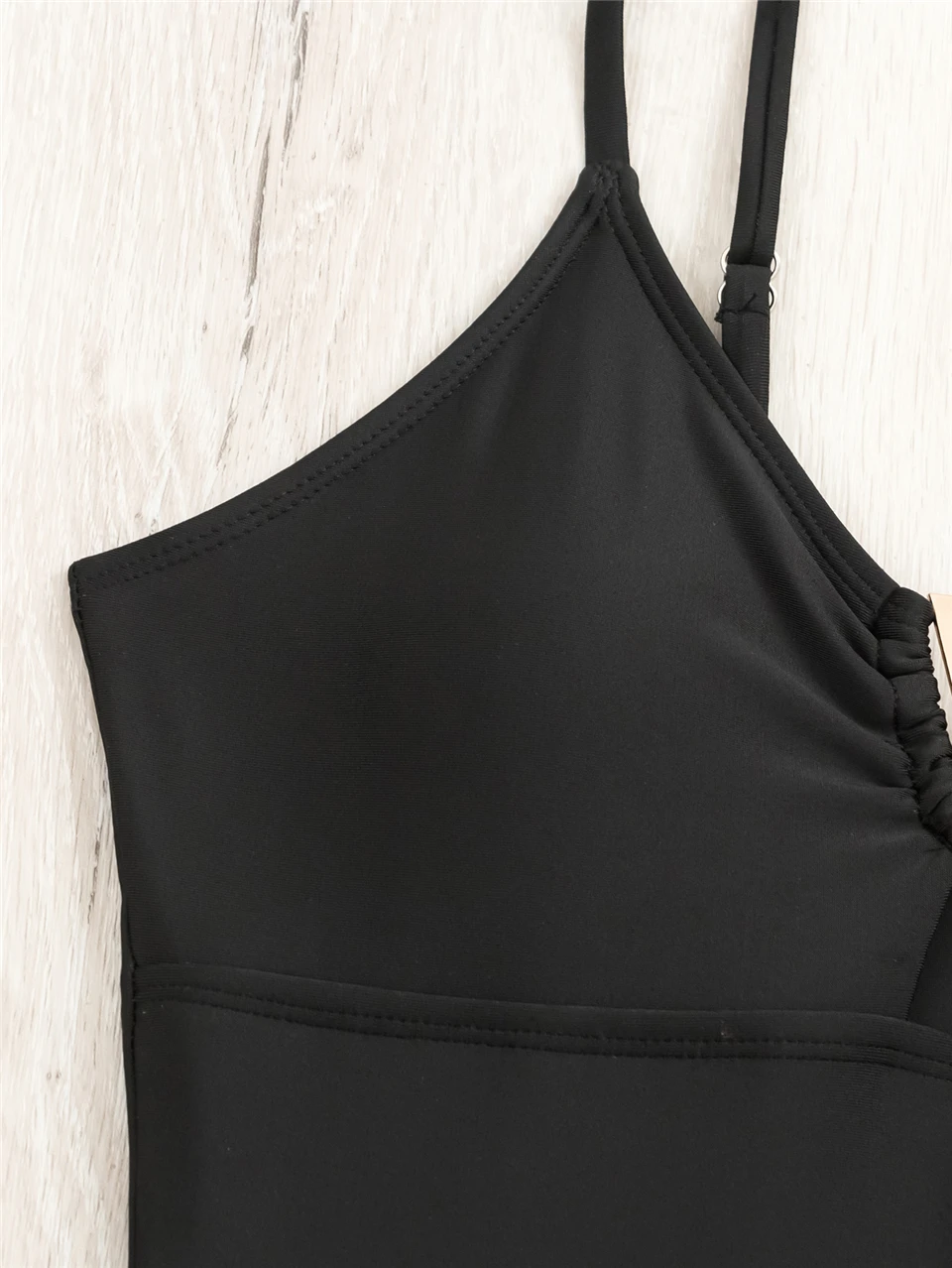 2025 Cut Out Front V Wire Swimsuit One Piece Solid Swimwear Women Sexy Bathers Bathing Swimming Suit Female Padded Beachwear