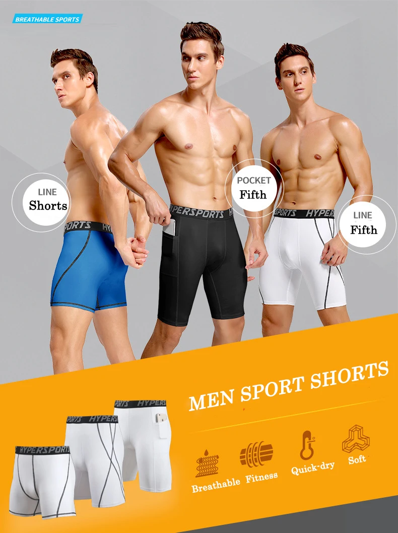 Men Running Short Quick Dry Leggings Mens Compression Tights Gym Fitness Sport Shorts Male Trunks
