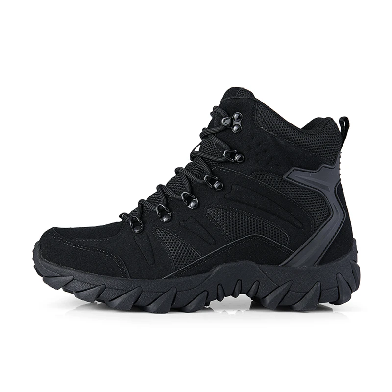 HIKEUP Men's Ankle Boots for Leather Men's Winter Boots Brand Designer Hiking Tactical Shoes Work Safety Sneakers Army