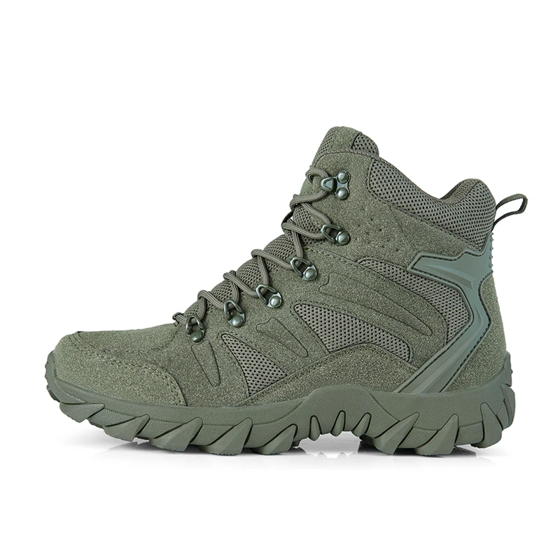 HIKEUP Men's Ankle Boots for Leather Men's Winter Boots Brand Designer Hiking Tactical Shoes Work Safety Sneakers Army
