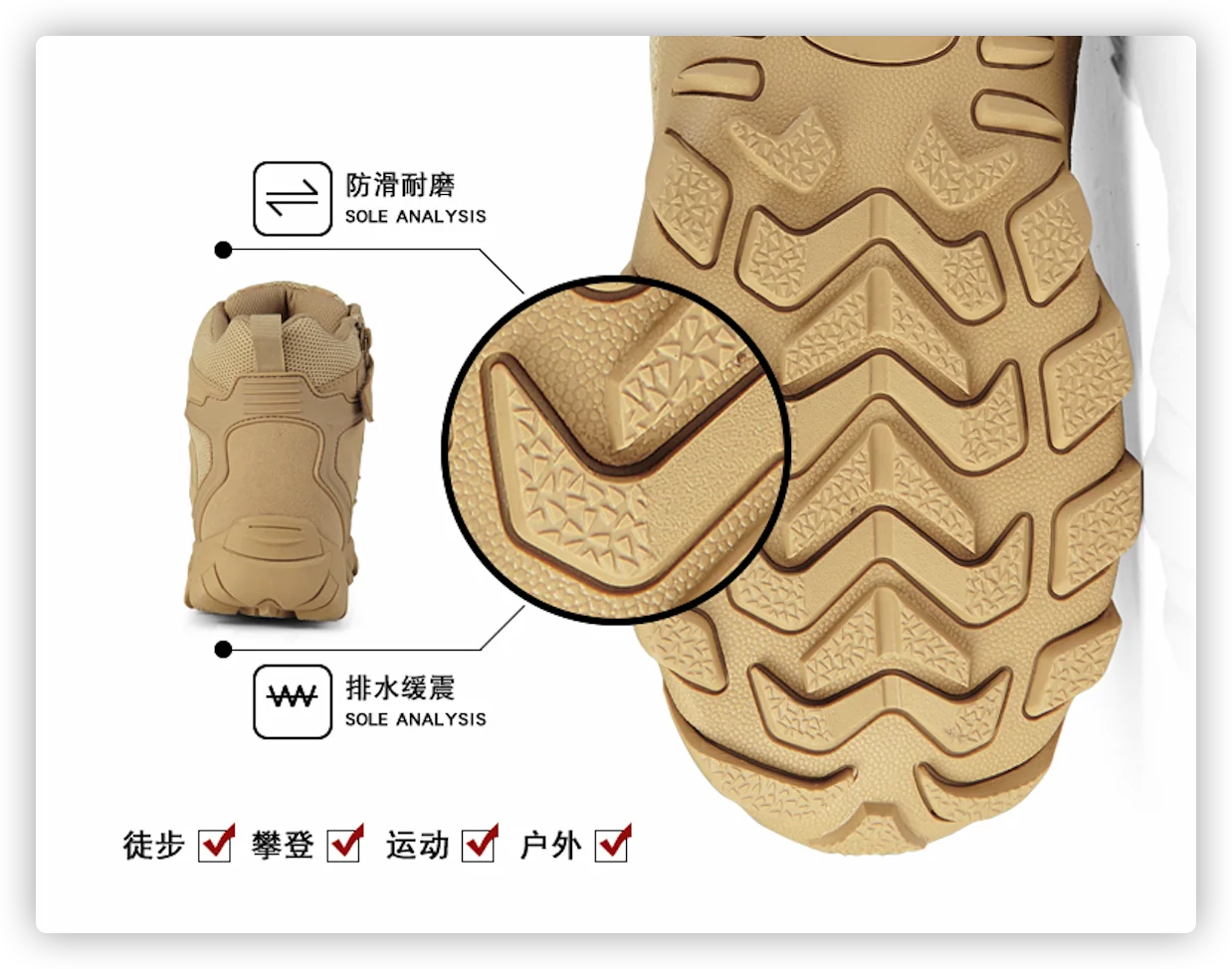 HIKEUP Men's Ankle Boots for Leather Men's Winter Boots Brand Designer Hiking Tactical Shoes Work Safety Sneakers Army