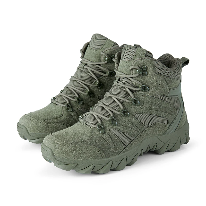HIKEUP Men's Ankle Boots for Leather Men's Winter Boots Brand Designer Hiking Tactical Shoes Work Safety Sneakers Army