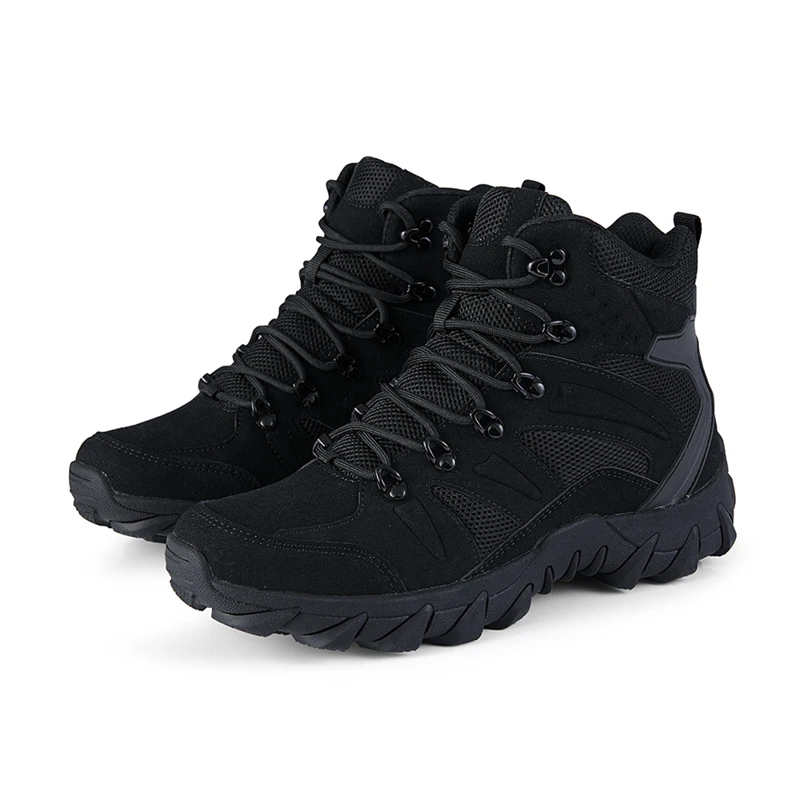 HIKEUP Men's Ankle Boots for Leather Men's Winter Boots Brand Designer Hiking Tactical Shoes Work Safety Sneakers Army