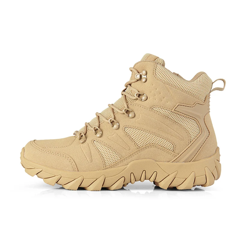 HIKEUP Men's Ankle Boots for Leather Men's Winter Boots Brand Designer Hiking Tactical Shoes Work Safety Sneakers Army