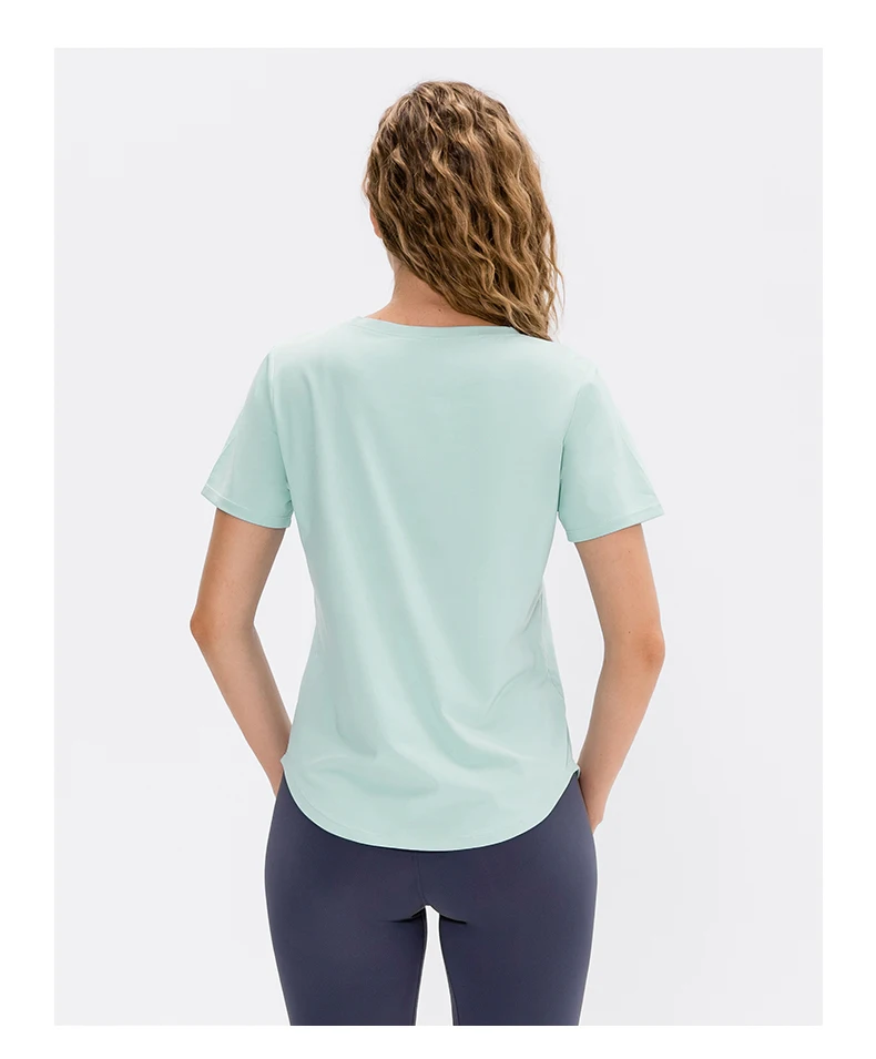 Women Yoga Top Solid Short Sleeve Sport T-Shirt Loose Fitness Yoga Top Gym Shirt Casual Running Top Training Shirt