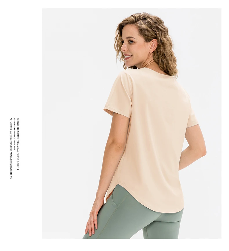 Women Yoga Top Solid Short Sleeve Sport T-Shirt Loose Fitness Yoga Top Gym Shirt Casual Running Top Training Shirt