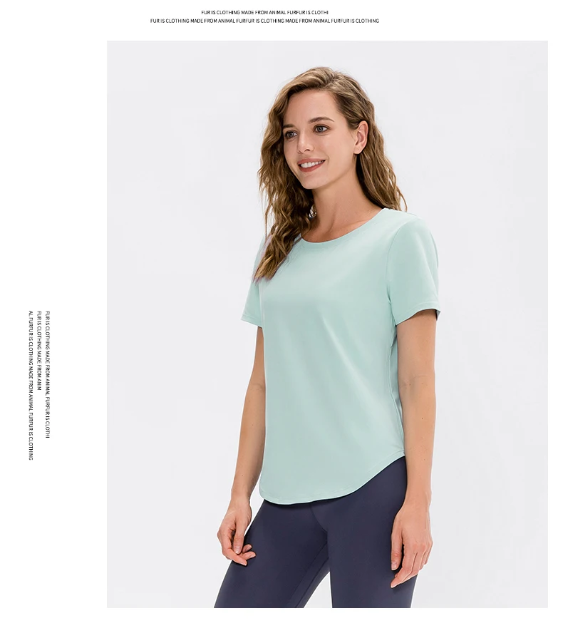Women Yoga Top Solid Short Sleeve Sport T-Shirt Loose Fitness Yoga Top Gym Shirt Casual Running Top Training Shirt