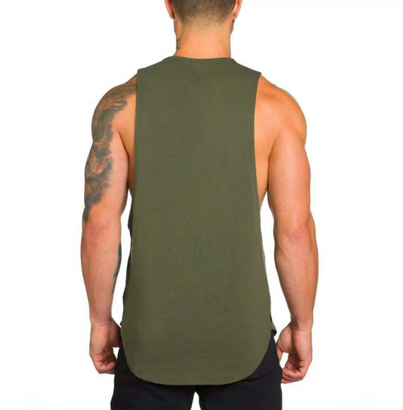 Cotton Breathable Sleeveless T-Shirt Gym Fitness Bodybuilding Training Clothing Mens Running Sport Solid Color Muscle Tank Tops