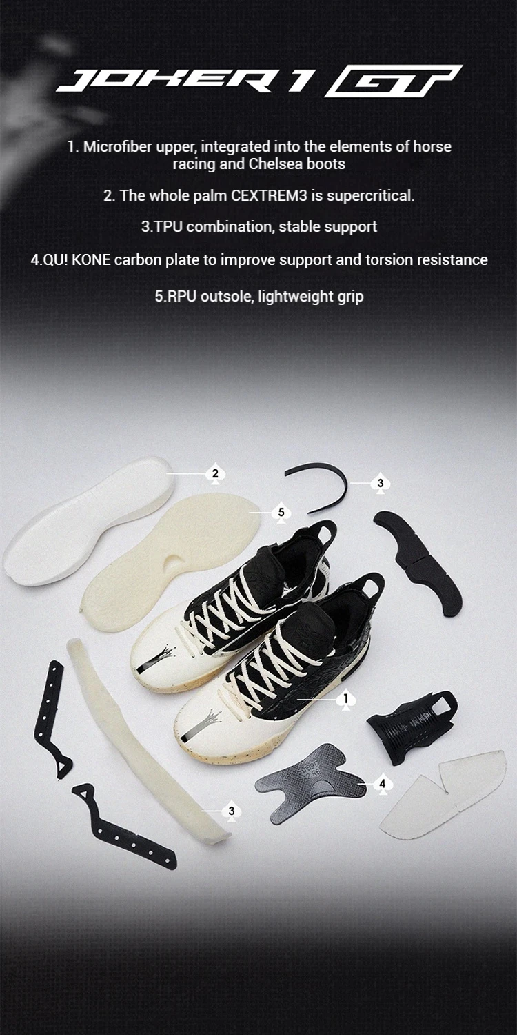 361 Degrees Joker 1 GT Men Basketball Shoes New Trendy Leather Breathable Shock-Absorbing Wear-resistant Male Sneakers 672511103