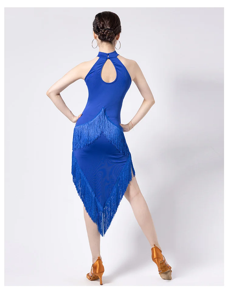 New Ladies Latin Dance Dress Women Black Stage Costumes Tassel Salsa Halter Rumba/Samba Salsa Perform Fitness Dancewear