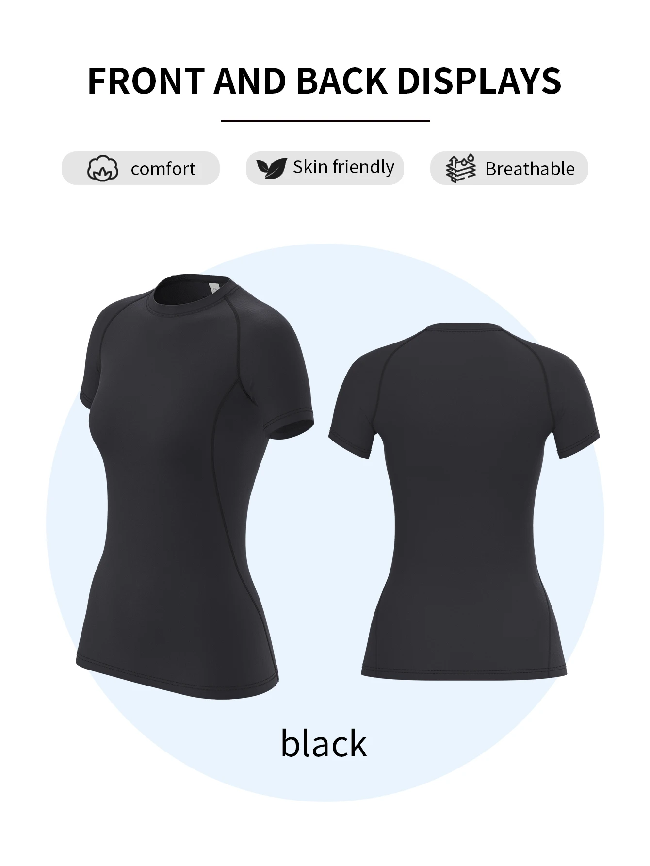 Women's Compression Shirt, Short-Sleeved Sports Yoga Running T-Shirt Summer Gym Workout Quick-Drying Stretch T-Shirt, Clothing