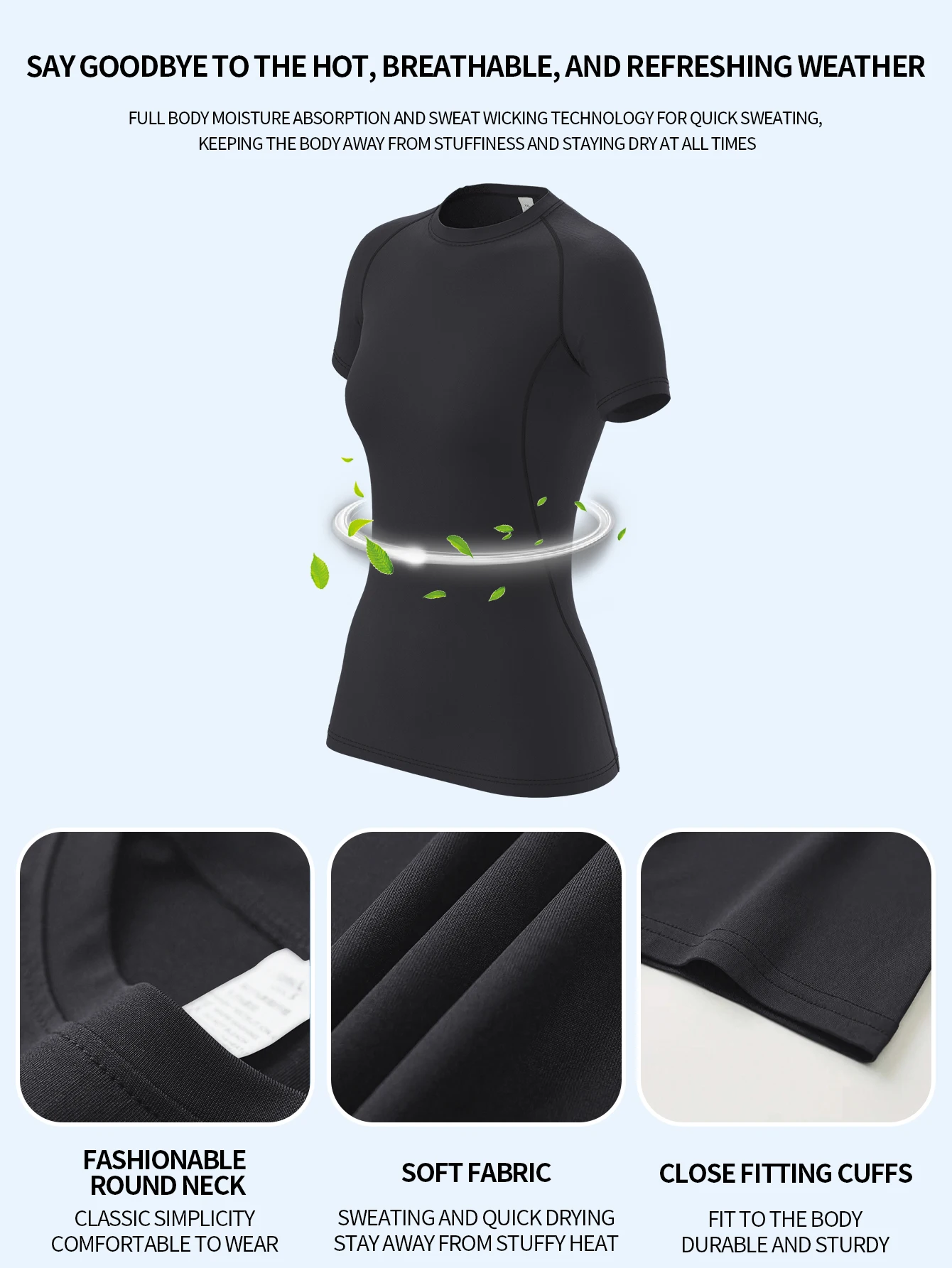 Women's Compression Shirt, Short-Sleeved Sports Yoga Running T-Shirt Summer Gym Workout Quick-Drying Stretch T-Shirt, Clothing