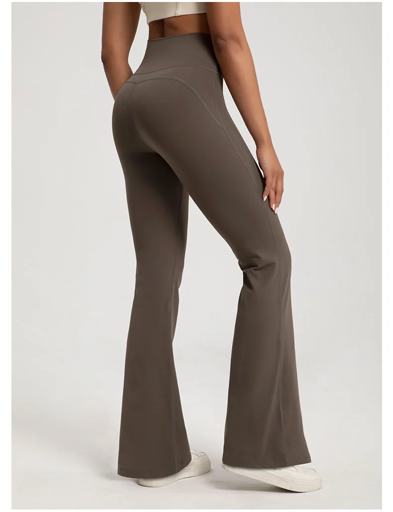 Naked High Waisted Waist Cinching Hip Lifting Fitness Exercise Elastic Bell Bottom Pants Women Casual Outdoor Running Yoga Pants
