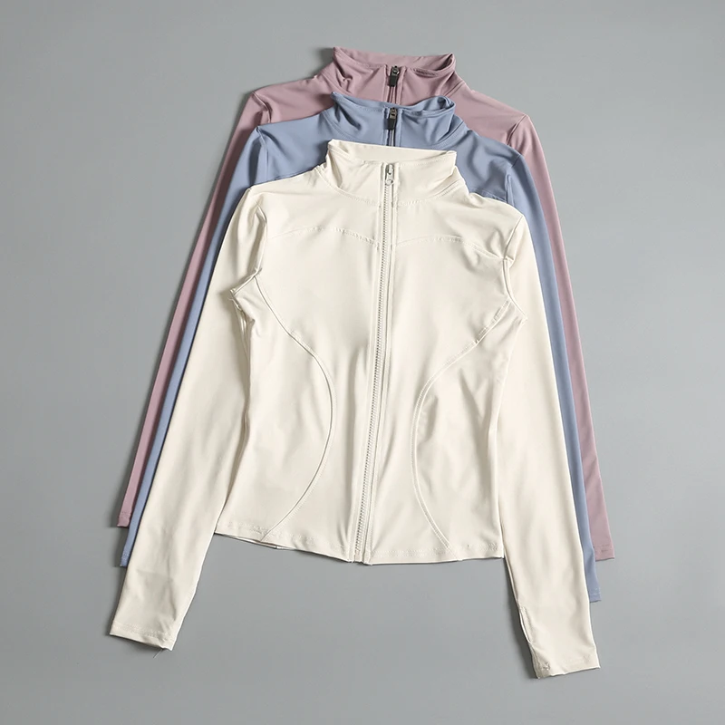Gym Fitness Zip up Training Running Workout Yoga Cropped Track Sport Jackets for Women