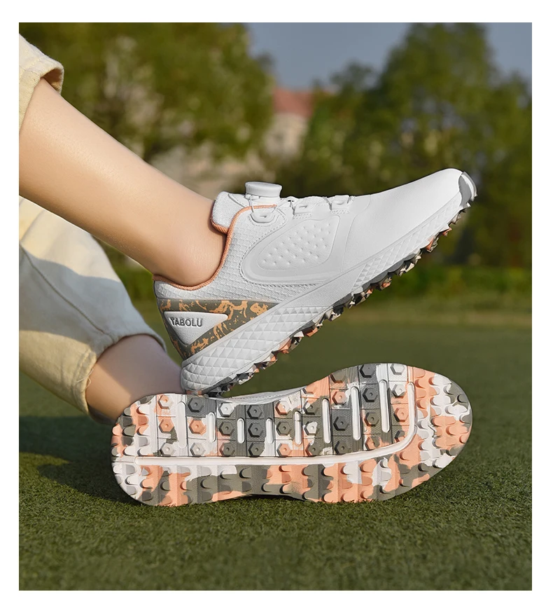 White Golf Shoes Men Women Waterproof Golf Sneakers Non-slip Spikeless Golf Trainers Leather Outdoor Sports Leather Golf Shoes