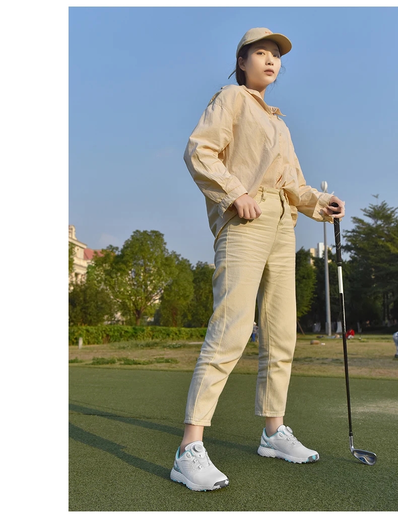 White Golf Shoes Men Women Waterproof Golf Sneakers Non-slip Spikeless Golf Trainers Leather Outdoor Sports Leather Golf Shoes