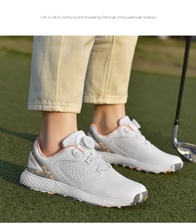 White Golf Shoes Men Women Waterproof Golf Sneakers Non-slip Spikeless Golf Trainers Leather Outdoor Sports Leather Golf Shoes