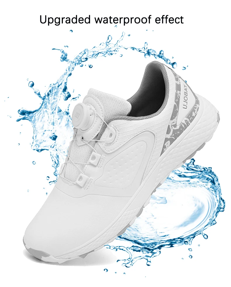 White Golf Shoes Men Women Waterproof Golf Sneakers Non-slip Spikeless Golf Trainers Leather Outdoor Sports Leather Golf Shoes