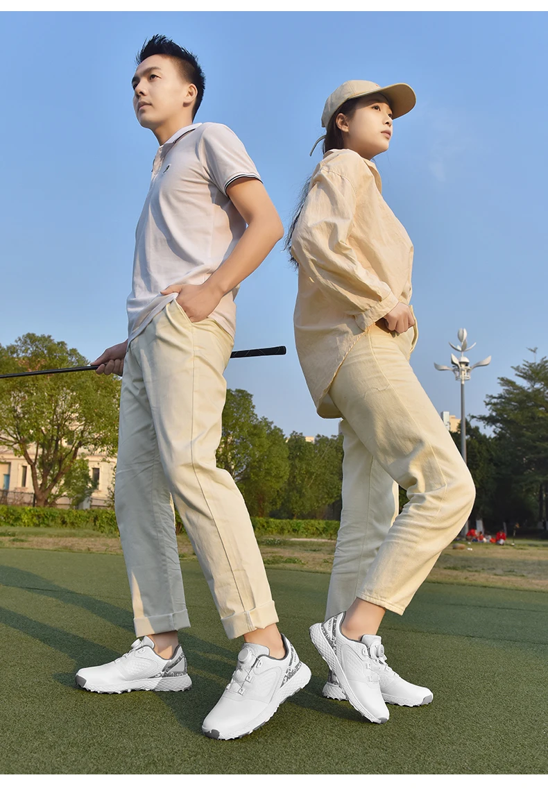 White Golf Shoes Men Women Waterproof Golf Sneakers Non-slip Spikeless Golf Trainers Leather Outdoor Sports Leather Golf Shoes