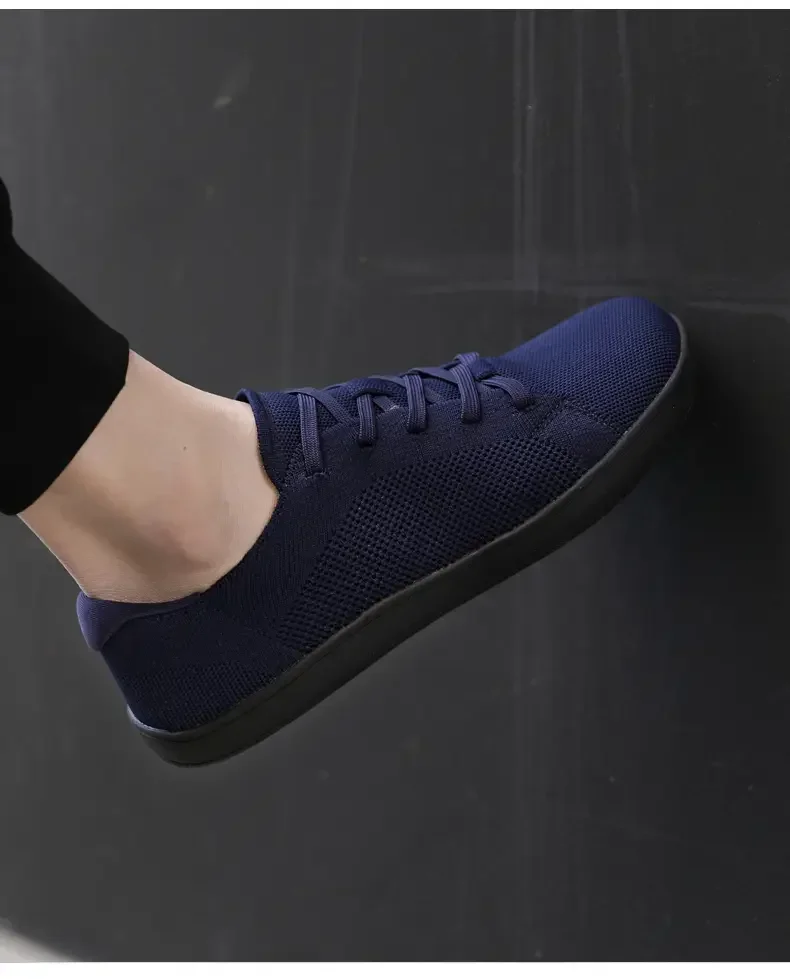 Simple Wide Footed Men's and Women Universal Mesh Breathable Sports Shoes Lightweight Soft Sole Zero Drop Sole Casual Flat Shoes