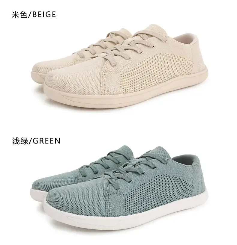 Simple Wide Footed Men's and Women Universal Mesh Breathable Sports Shoes Lightweight Soft Sole Zero Drop Sole Casual Flat Shoes