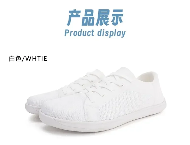 Simple Wide Footed Men's and Women Universal Mesh Breathable Sports Shoes Lightweight Soft Sole Zero Drop Sole Casual Flat Shoes