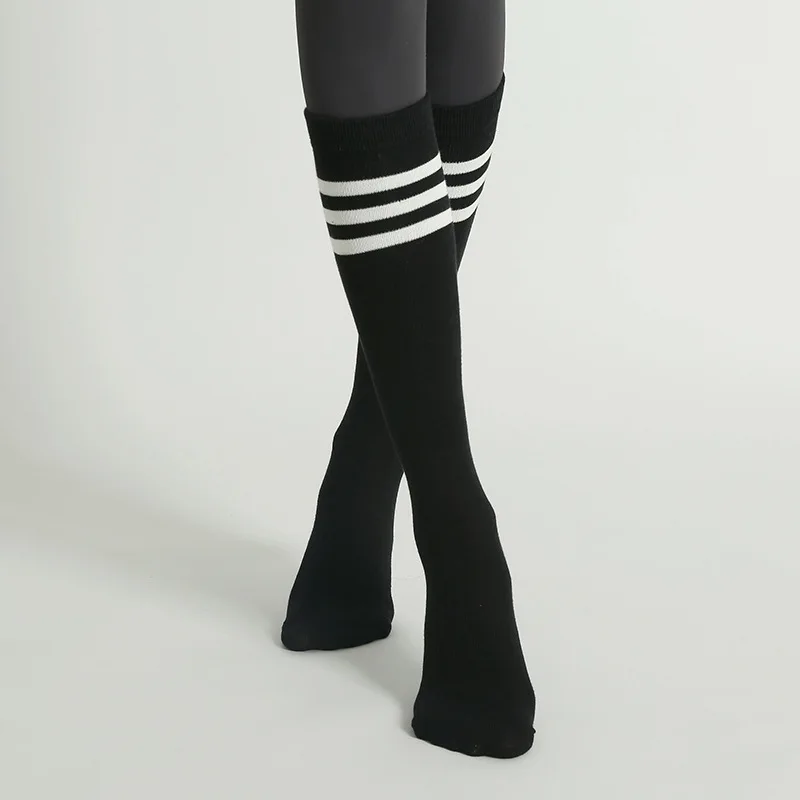 Autumn Winter Women Yoga Socks Striped Cotton Fitness Breathable Pilates Socks Middle Tube Non-Slip Gym Dance Ballet Grip Socks