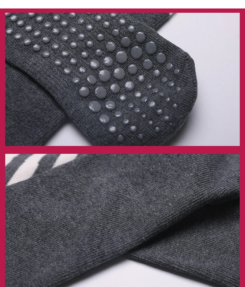 Autumn Winter Women Yoga Socks Striped Cotton Fitness Breathable Pilates Socks Middle Tube Non-Slip Gym Dance Ballet Grip Socks