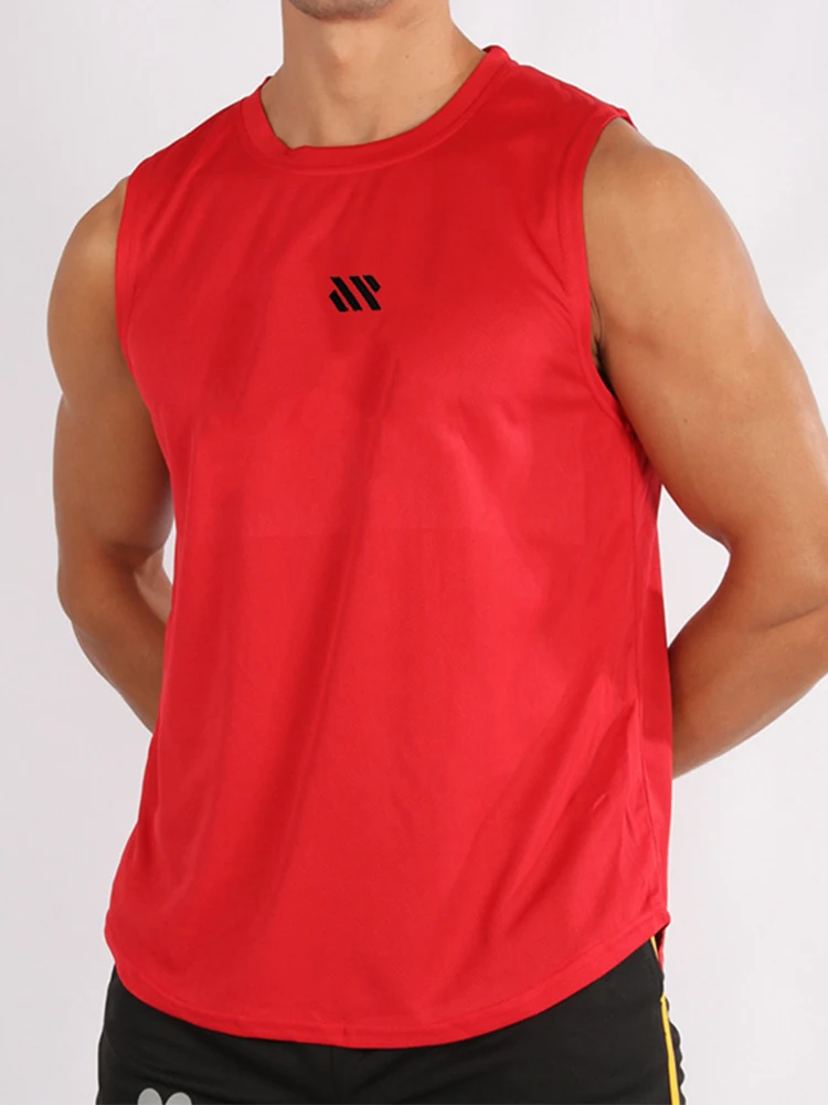 Summer New Gym Vest Men Bodybuilding Sleeveless Sports Tank Top Quick-Drying Mesh Fitness Running Tank Top Men Clothes