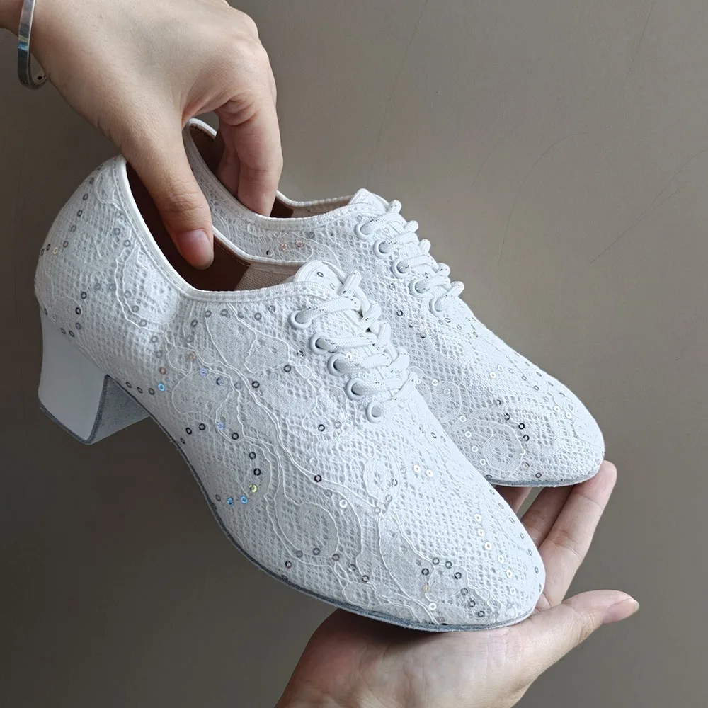 White Latin Dance Shoes Women Adult Indoor Soft Soles Professional Square Modern Dance Sneakers Women Jazz Dancing Shoes Black